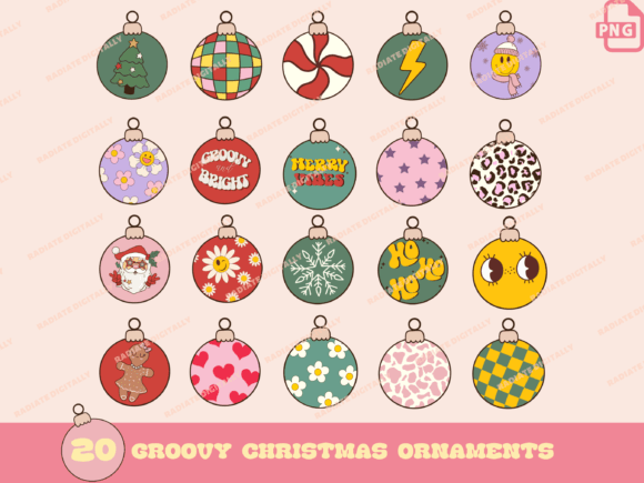 Download Retro Groovy Christmas Ornaments - Christmas ornaments Collection