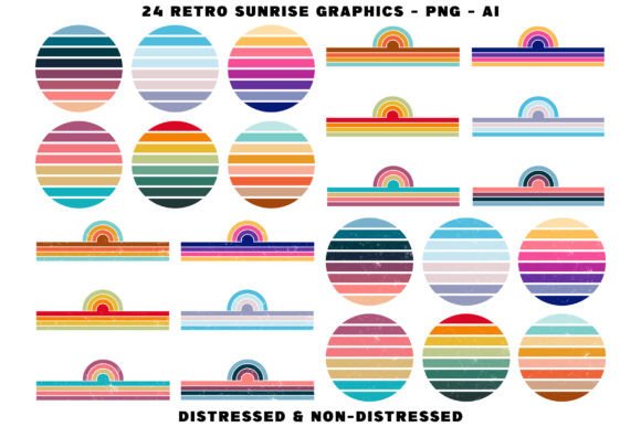 Download Retro Sunrise Png Graphics - Premium Bundle