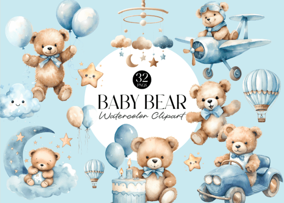 Download Cute Teddy Bear Baby Shower Clipart - Baby shower Collection