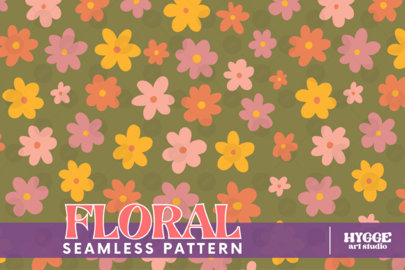 Download Retro Flowers Seamless Pattern Paper PNG - Retro flowers Collection