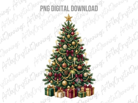 Download Vintage Watercolor Christmas Tree PNG - Christmas tree Collection